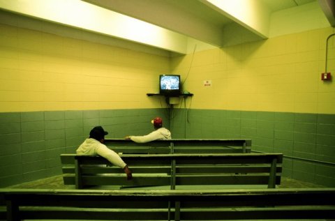 nmates watching television at Angola State Penitentiary, Louisiana, 2002. Credit Gilles Mingasson/Getty Images 